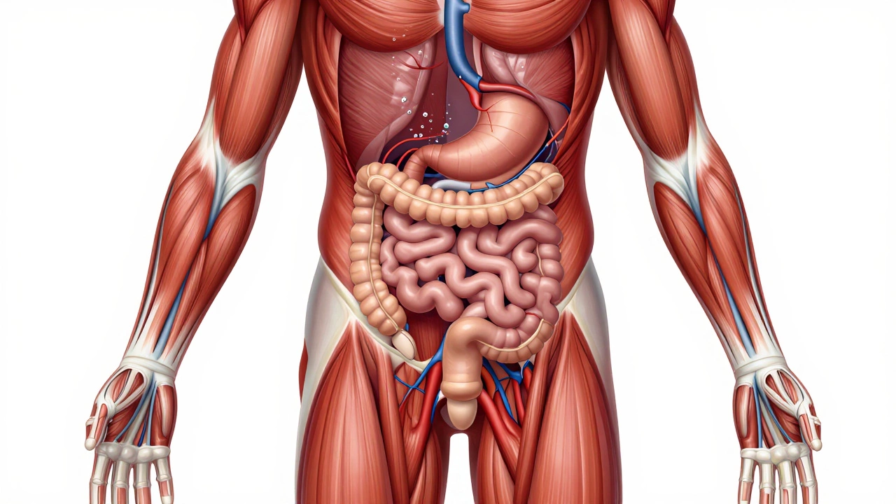 Anatomical diagram of blood flow shift during running