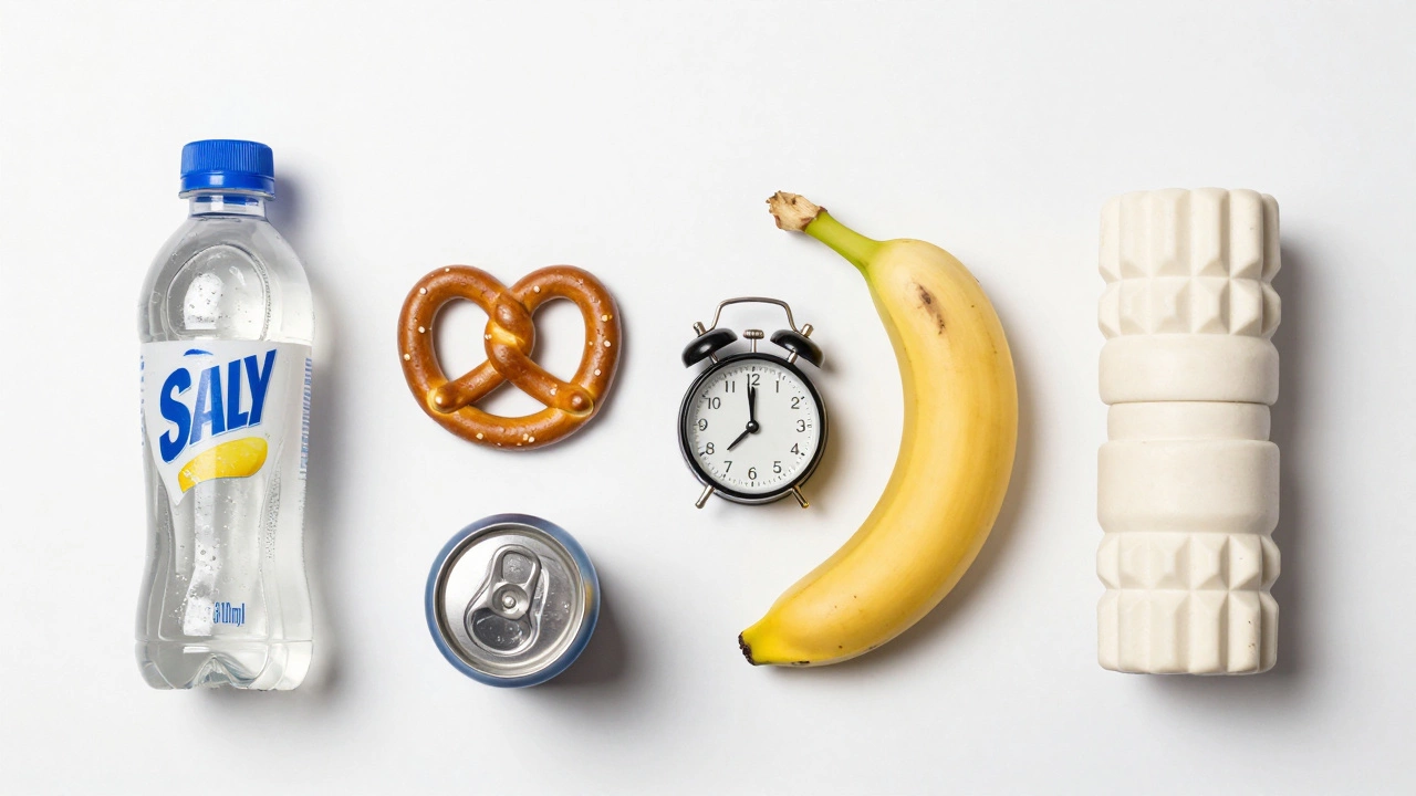 Flat lay of foods causing and preventing run bloat