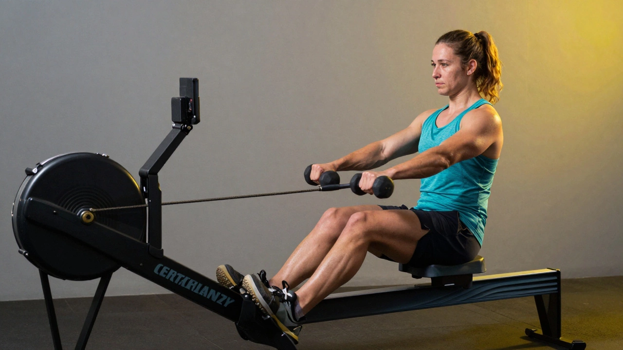 Hybrid workout combining rowing and light weights