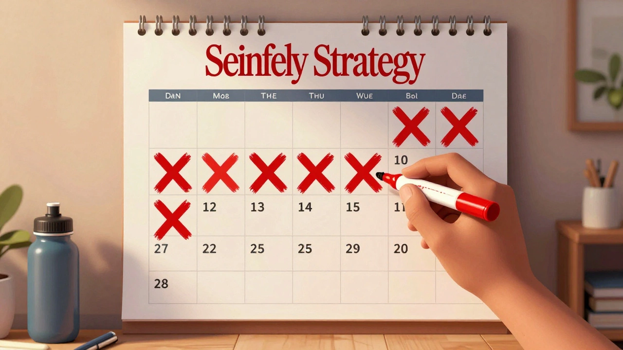 Calendar with red X marks showing consistent workout habit streak