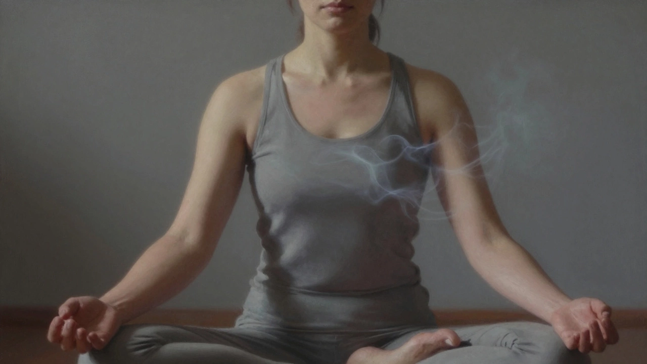 Meditating yogi focusing on internal breath and sensation