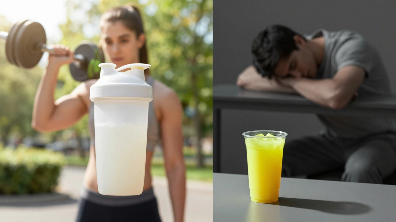 Contrast between energetic athlete and sluggish person after shakes