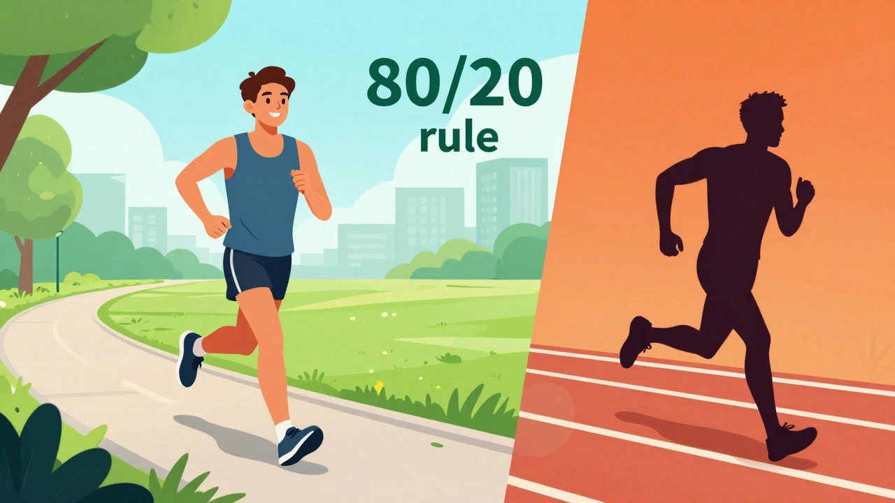 Illustration contrasting easy jogging with intense speed work