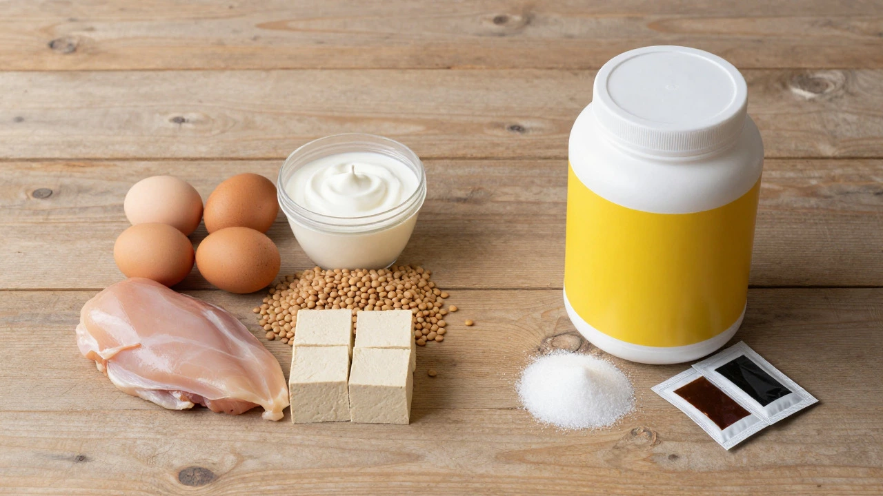 Whole food proteins like eggs and chicken vs sugary protein tub