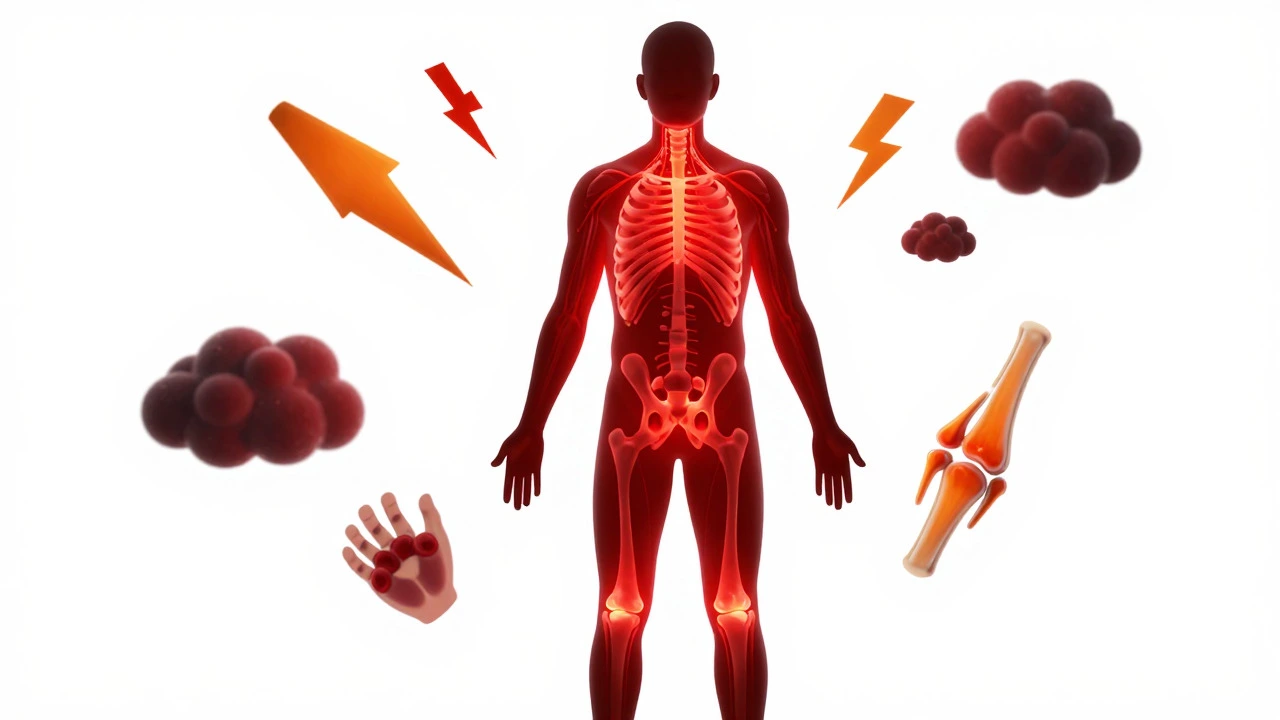 Illustration of body inflammation and CNS fatigue from overtraining