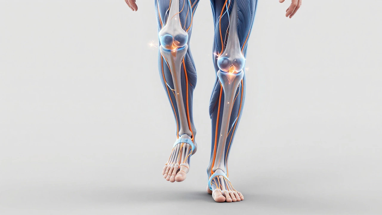 Illustration of neural pathways activating during single-leg balance