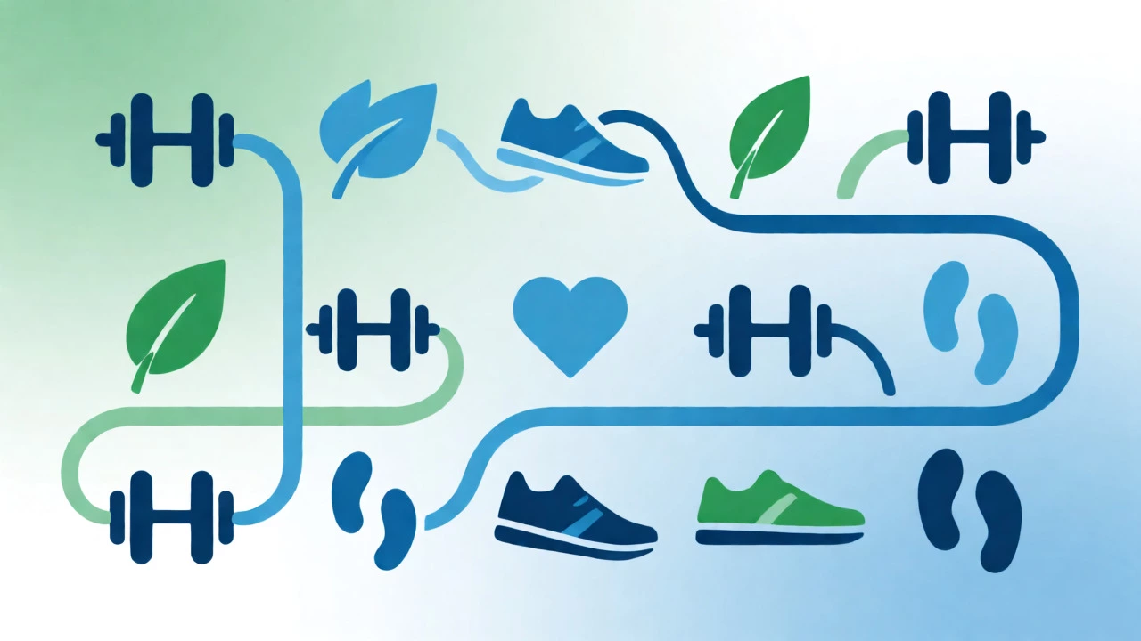 Abstract graphic showing weekly balance of strength and cardio